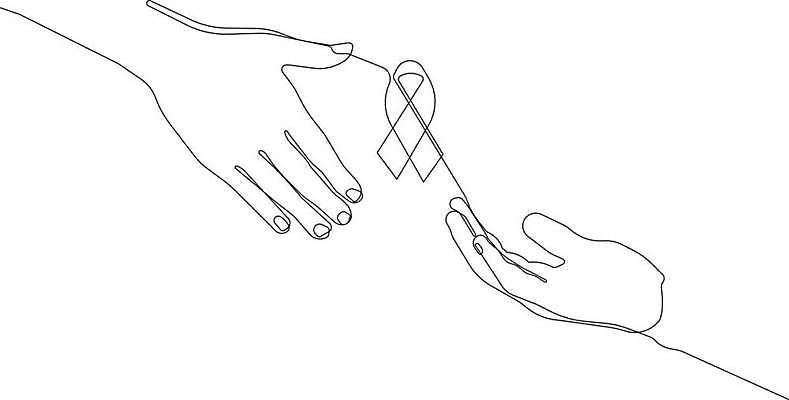 EPS 해외이미지 손 리본 캠페인 라인일러스트 일러스트 손짓 신체부위 라인아트 손그림 드로잉 암 해외일러스트 선 모션 미술 사람 질병 파일형식 벡터 이미지허브