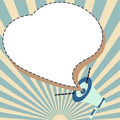 EPS 해외이미지 하늘색 말풍선 일러스트 프레임 사람없음 확성기 외침 알림 직선 팡파레 카피스페이스 해외일러스트 선 파란색 소리 공백 파일형식 벡터 이미지허브