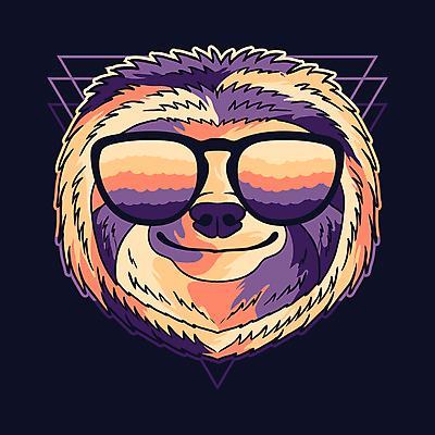 EPS 해외이미지 일러스트 사람없음 컬러풀 선글라스 심볼 나무늘보 해외일러스트 동물 안경 컬러 파일형식 벡터 이미지허브