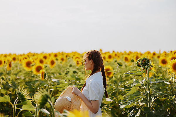 포토 JPG 해외이미지 주간 여자 꽃밭 해바라기 한명 들기 상반신 성인 야외 옆모습 밀짚모자 성인여자한명만 해외포토 자연요소 모자_잡화 1 꽃 뷰포인트 모션 사람 여자한명만 성인여자만 파일형식 이미지허브