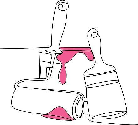 EPS 해외이미지 라인일러스트 일러스트 사람없음 페인트 라인아트 페인트통 페인트붓 손그림 드로잉 페인트롤러 해외일러스트 선 통 미술 붓 파일형식 벡터 이미지허브