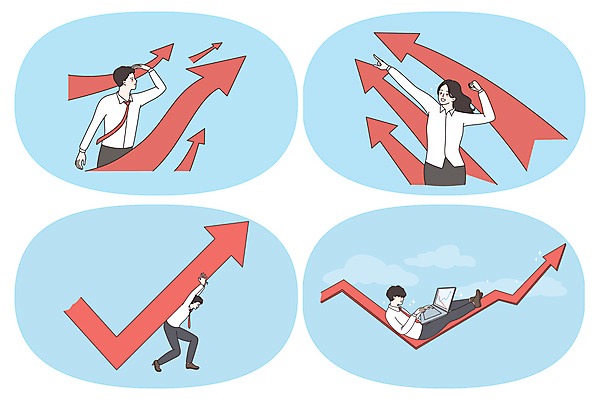 JPG 해외이미지 전신 라이프스타일 응시 여자 남자 화살표 하늘색 일러스트 비즈니스 성공 그래프 들기 앉기 여러명 상반신 성인 비즈니스라이프 노트북 손들기 기댐 주먹 성장 가리킴 비즈니스맨 비즈니스우먼 투자 상승 성인만 해외일러스트 시선 다수 컨셉 모션 사람 손짓 생활 파란색 전자제품 직장인 파일형식 이미지허브