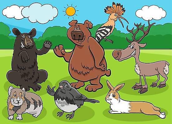 EPS 해외이미지 일러스트 곰 조류 하늘 사람없음 세트 태양 토끼 쥐 순록 해외일러스트 자연요소 동물 포유류 반려동물 설치류 파일형식 벡터 이미지허브