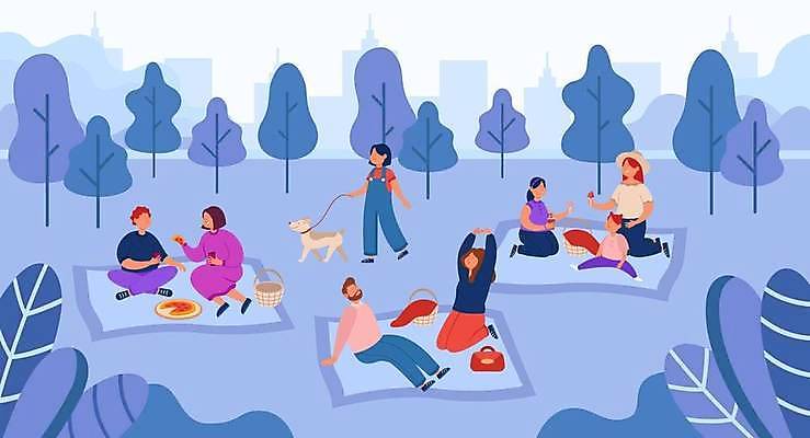 EPS 해외이미지 전신 나무 공원 여자 남자 실루엣 어린이 음식 일러스트 가족 서기 들기 앉기 여러명 성인 건물 파란색 여름휴가 소풍 바구니 산책 개 먹기 돗자리 기지개 해외일러스트 식물 건축물 공공시설 컬러 다수 포유류 관계 모션 휴가 휴식 촬영기법 사람 야외활동 파일형식 벡터 여름_계절 이미지허브