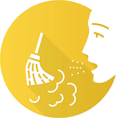 EPS 해외이미지 일러스트 사람없음 노란색 빗자루 얼굴모양 먼지 알레르기 해외일러스트 모양 얼굴 컬러 질병 청소도구 파일형식 벡터 이미지허브