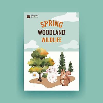 EPS 해외이미지 나무 꽃 포스터 야생동물 두마리 일러스트 사람없음 봄 흰색 다람쥐 민트색 해외일러스트 식물 동물 계절 컬러 2 설치류 파일형식 벡터 이미지허브