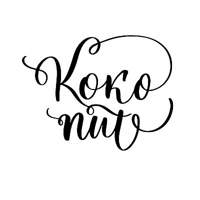 JPG 해외이미지 손글씨 영어 일러스트 캘리그라피 사람없음 코코넛 필기체 레터링 해외일러스트 문자 과일 파일형식 이미지허브