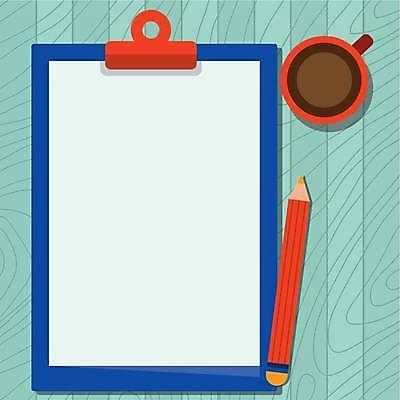 EPS 해외이미지 종이 백그라운드 일러스트 비즈니스 프레임 사람없음 빨간색 파란색 연필 공백 커피잔 문서 페이지 서류판 카피스페이스 해외일러스트 커피 컬러 학용품 잔 필기구 사무용품 파일형식 벡터 이미지허브