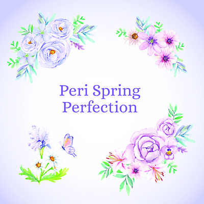 JPG 해외이미지 꽃 나비 잎 일러스트 프레임 사람없음 보라색 화려 해외일러스트 식물 컬러 곤충 컨셉 파일형식 이미지허브