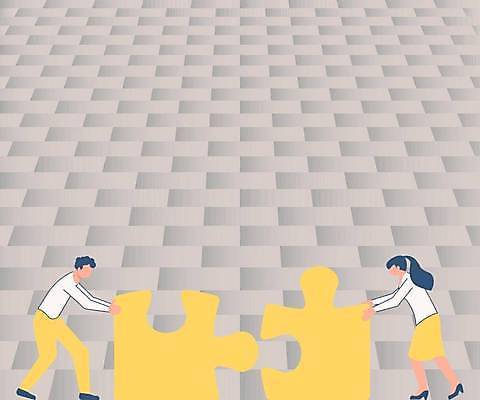 EPS 해외이미지 전신 여자 남자 백그라운드 패턴 일러스트 비즈니스 협력 프레임 함께함 서기 성인 두명 노란색 회색 비즈니스맨 비즈니스우먼 퍼즐 연결 얼굴없음 성인만 카피스페이스 해외일러스트 컬러 컨셉 무늬 모션 사람 공백 직장인 파일형식 벡터 이미지허브