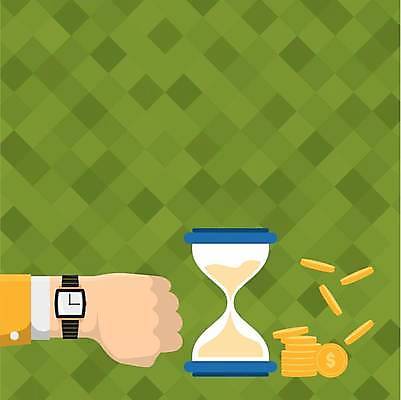 EPS 해외이미지 손 백그라운드 일러스트 비즈니스 신체부위 초록색 손목시계 모래시계 동전탑 카피스페이스 해외일러스트 모래 시계 컬러 장신구 사람 쌓기 동전 공백 파일형식 벡터 이미지허브