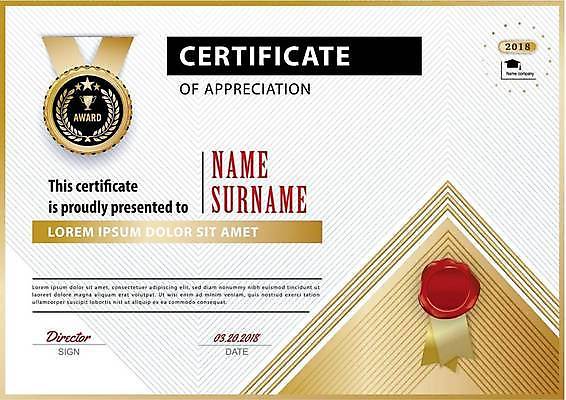 EPS 해외이미지 일러스트 타이포그라피 사람없음 금색 상패 메달 임명장 상장프레임 해외일러스트 문자 컬러 프레임 상_우승 상_상패 파일형식 벡터 이미지허브