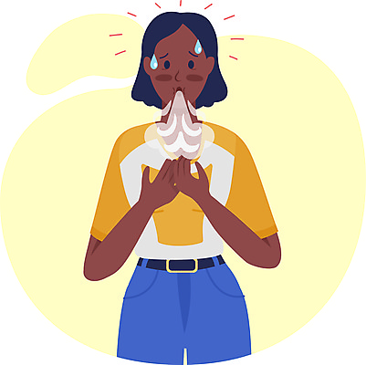 JPG 해외이미지 여자 일러스트 한명 상반신 성인 노란색 고통 질병 불안 땀 심호흡 호흡곤란 성인여자한명만 해외일러스트 1 감정 컬러 의학 사람 호흡 증상 여자한명만 성인여자만 파일형식 이미지허브