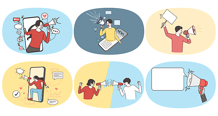 JPG 해외이미지 전신 라이프스타일 손 여자 남자 말풍선 일러스트 그래프 들기 상반신 성인 신체부위 스마트폰 확성기 외침 공백 팻말 하트 마케팅 소셜네트워크 성인만 해외일러스트 모양 모션 프레임 사람 생활 핸드폰 스마트기기 소리 파일형식 이미지허브