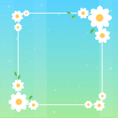 JPG 해외이미지 꽃 하늘색 일러스트 사각프레임 사람없음 초록색 그라데이션 꽃프레임 해외일러스트 식물 컬러 프레임 파란색 사각형 파일형식 이미지허브
