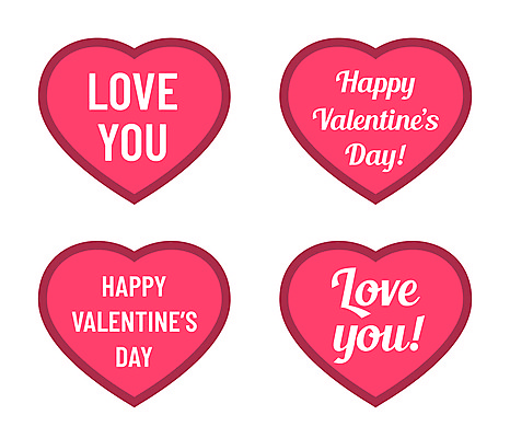 JPG 해외이미지 일러스트 발렌타인데이 사랑 사람없음 세트 하트 메시지 진분홍색 해외일러스트 모양 감정 분홍색 데이이벤트 파일형식 이미지허브