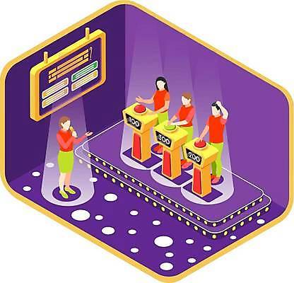 EPS 해외이미지 전신 여자 남자 일러스트 간판 들기 여러명 성인 일상 손들기 스크린 공간 퀴즈 누름 사회자 마이크 점수 스포트라이트 아이소메트릭 예능 성인만 해외일러스트 직업 음향기기 다수 모션 사람 라이프 파일형식 벡터 이미지허브