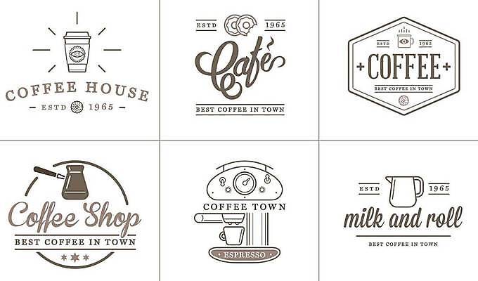 EPS 해외이미지 디자인 커피 일러스트 사람없음 세트 라벨 카페 커피메이커 심볼 테이크아웃컵 우유스팀기 해외일러스트 음료 프레임 컵 상점 커피용품 파일형식 벡터 이미지허브