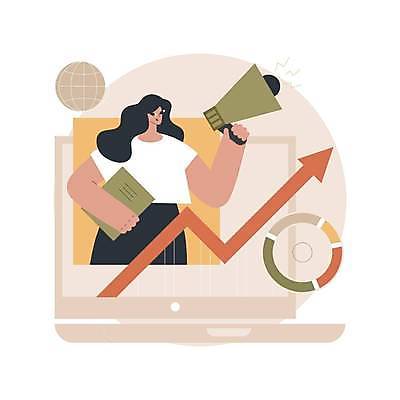 EPS 해외이미지 여자 화살표 지구 컨셉 일러스트 비즈니스 한명 들기 상반신 성인 노트북 디지털 확성기 비즈니스우먼 원그래프 온라인 마케팅 성인여자한명만 해외일러스트 1 모션 그래프 사람 전자제품 직장인 여자한명만 성인여자만 파일형식 벡터 이미지허브