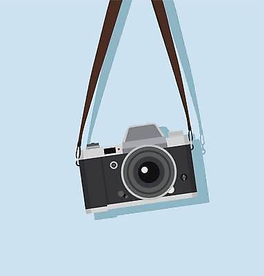 EPS 해외이미지 하늘색 일러스트 매달리기 그림자 사람없음 카메라 복고 스트랩 해외일러스트 모션 파란색 전자제품 파일형식 벡터 이미지허브