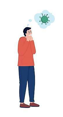 EPS 해외이미지 전신 남자 말풍선 일러스트 마스크 한명 서기 성인 고통 질병 무서움 걱정 공포 성인남자한명만 코로나바이러스 델타변이바이러스 오미크론 해외일러스트 1 감정 의학 모션 사람 바이러스 남자한명만 성인남자만 파일형식 벡터 이미지허브