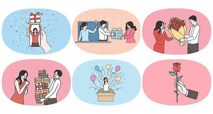 EPS 해외이미지 라이프스타일 손 커플 여자 남자 꽃다발 일러스트 폭죽 선물 사랑 들기 여러명 상반신 성인 일상 신체부위 선물상자 노트북 스마트폰 장미 쌓기 기쁨 축하 생일 샴페인잔 꽃가루 풍선 성인만 해외일러스트 기념일 꽃 감정 다수 컨셉 술잔 관계 모션 사람 라이프 생활 전자제품 핸드폰 스마트기기 상자 가루 파일형식 벡터 이미지허브