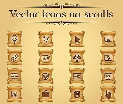 EPS 해외이미지 지구 서류가방 일러스트 돋보기 그래프 사람없음 세트 갈색 모니터 빈티지 두루마리 방향 심볼 체크표시 톱니바퀴 커서 클릭 인터넷창 스크롤 양피지 전구모양 해외일러스트 모양 컬러 컨셉 인터넷 가방 전구 컴퓨터 확인 파일형식 벡터 이미지허브