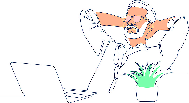 JPG 해외이미지 남자 화분 여유 중년 라인일러스트 일러스트 한명 미소 손짓 상반신 노트북 비즈니스맨 라인아트 손그림 드로잉 중년남자한명만 안경낌 해외일러스트 1 감정 안경 선 비즈니스 모션 표정 미술 사람 성인 전자제품 직장인 남자한명만 중년남자만 파일형식 이미지허브