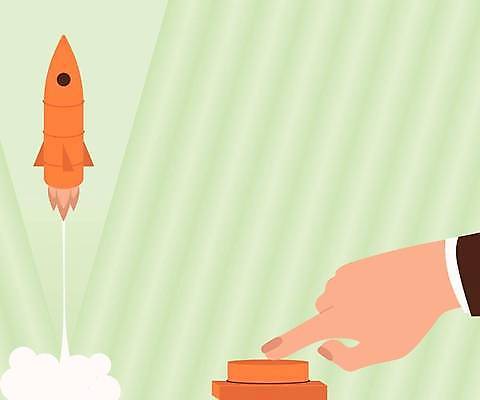 EPS 해외이미지 손 백그라운드 컨셉 일러스트 버튼 프레임 신체부위 연두색 주황색 터치 로켓 누름 발사 우주선 로켓발사 카피스페이스 해외일러스트 컬러 모션 사람 초록색 우주 공백 파일형식 벡터 이미지허브