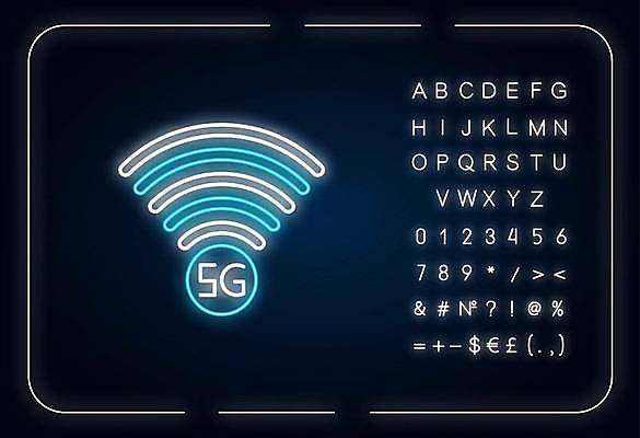 EPS 해외이미지 알파벳 선 백그라운드 일러스트 통신 타이포그라피 사람없음 화려 심볼 네온 형광등 5G 해외일러스트 문자 영어 컨셉 전등 IT 파일형식 벡터 이미지허브