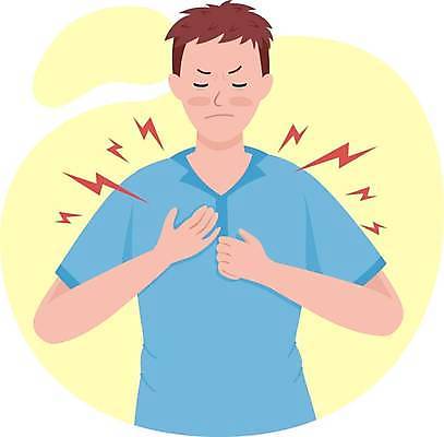 EPS 해외이미지 남자 일러스트 한명 상반신 성인 노란색 고통 찡그림 질병 가슴통증 성인남자한명만 해외일러스트 1 감정 컬러 의학 표정 사람 남자한명만 성인남자만 파일형식 벡터 이미지허브