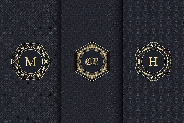 EPS 해외이미지 디자인 일러스트 프레임 사람없음 세트 클래식 고급 심볼 복고 모노그램 세련 해외일러스트 컨셉 파일형식 벡터 이미지허브