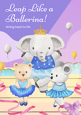 JPG 해외이미지 포스터 리본 동물캐릭터 일러스트 곰 코끼리 세마리 사람없음 귀여움 보라색 쥐 발레 티아라 발레리나 발레복 손그림 풍선 발레공연 발레옷 해외일러스트 일러캐릭터 동물 캐릭터 옷 컬러 컨셉 포유류 왕관 3 춤 설치류 파일형식 이미지허브