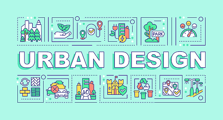 JPG 해외이미지 디자인 선 백그라운드 컨셉 일러스트 설계 타이포그라피 사람없음 단어 도시 플랫 계획 친환경 지역 타운 유지 개발 해외일러스트 문자 환경 파일형식 이미지허브