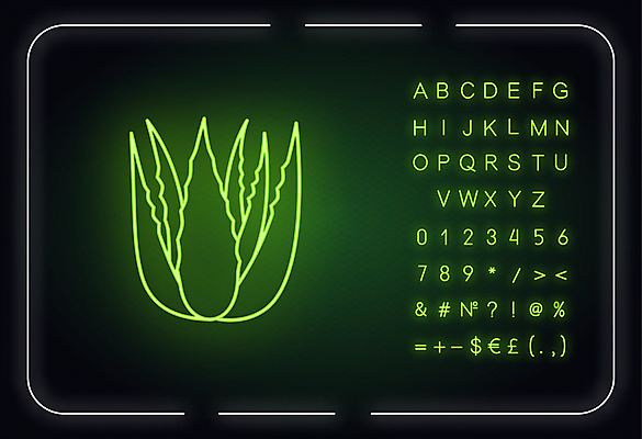 EPS 해외이미지 알파벳 선 백그라운드 일러스트 타이포그라피 사람없음 화려 심볼 네온 형광등 알로에 해외일러스트 식물 문자 영어 컨셉 전등 파일형식 벡터 이미지허브