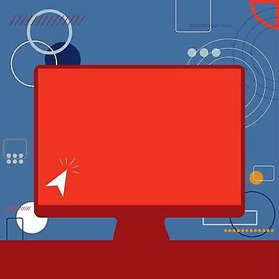 EPS 해외이미지 디자인 백그라운드 일러스트 프레임 사람없음 빨간색 파란색 컴퓨터 커서 카피스페이스 해외일러스트 컬러 전자제품 공백 파일형식 벡터 이미지허브