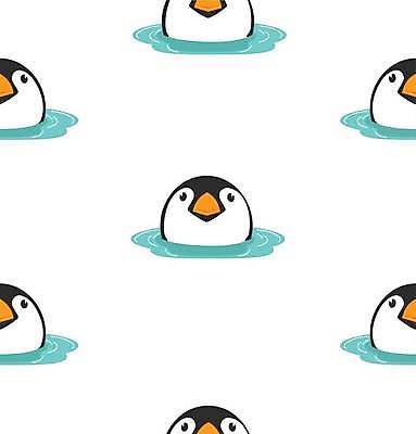 EPS 해외이미지 패턴 여러마리 일러스트 사람없음 물 귀여움 펭귄 펭귄캐릭터 해외일러스트 자연요소 동물캐릭터 다수 컨셉 무늬 조류 파일형식 벡터 이미지허브