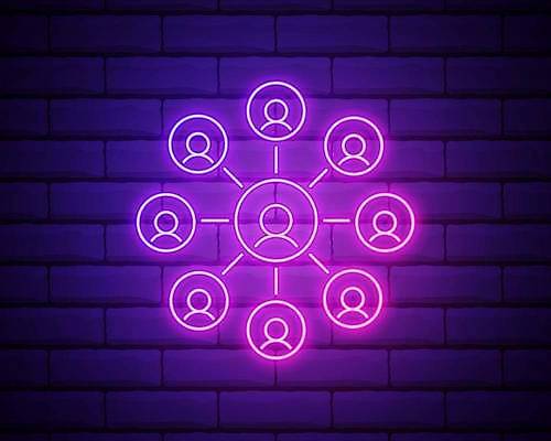 EPS 해외이미지 벽 일러스트 관계 사람모양 사람없음 빛 보라색 원형 연결 네온 네온아트 해외일러스트 모양 도형 컬러 파일형식 벡터 이미지허브