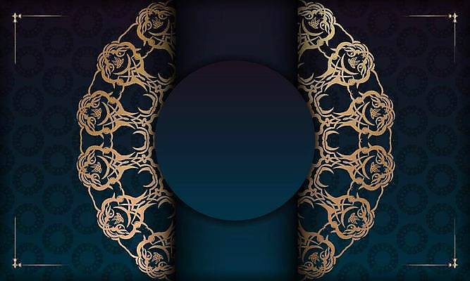 EPS 해외이미지 문양 디자인 백그라운드 일러스트 프레임 사람없음 금색 원형 화려 고급 남색 카피스페이스 해외일러스트 도형 컬러 컨셉 공백 파일형식 벡터 이미지허브