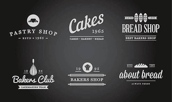 EPS 해외이미지 디자인 빵 일러스트 요리사모자 사람없음 세트 라벨 빵집 크루아상 심볼 거품기 해외일러스트 모자_잡화 음식 주방용품 프레임 상점 요리사 파일형식 벡터 이미지허브