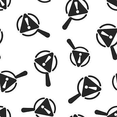 EPS 해외이미지 백그라운드 패턴 일러스트 돋보기 경고 사람없음 검은색 삼각형 느낌표 위험 심볼 해외일러스트 도형 기호 컬러 컨셉 무늬 파일형식 벡터 이미지허브