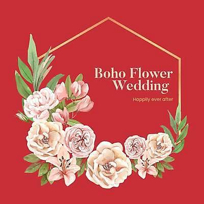 EPS 해외이미지 꽃 잎 일러스트 사람없음 빨간색 분위기 손그림 감성 꽃프레임 다각형 해외일러스트 도형 식물 컬러 컨셉 프레임 파일형식 벡터 이미지허브