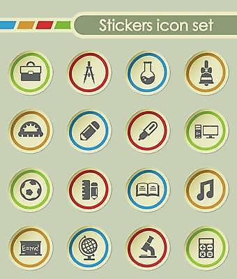 EPS 해외이미지 스티커 일러스트 공 학교 자 현미경 책 컴퓨터 연필 펜 지구본 라벨 쪽지 칠판 에너지 계산기 원형 심볼 플라스크 부름 공식 포트폴리오 해외일러스트 도형 교육 모션 문구용품 학용품 프레임 실험기구 전자제품 필기구 장비 파일형식 벡터 이미지허브