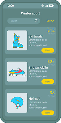 JPG 해외이미지 일러스트 모바일 사람없음 스마트폰 어플리케이션 헬멧 안전장비 온라인쇼핑 UI 목록 설상차 스키부츠 온라인몰 인터페이스 해외일러스트 부츠 안전 핸드폰 스마트기기 쇼핑 장비 보호장비 특수차량 온라인 파일형식 이미지허브