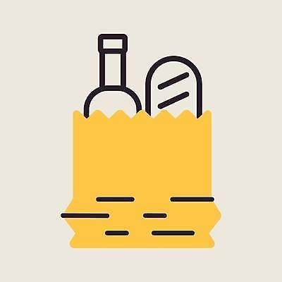 EPS 해외이미지 음식 일러스트 사람없음 종이봉투 노란색 담기 해외일러스트 컬러 모션 봉투 파일형식 벡터 이미지허브