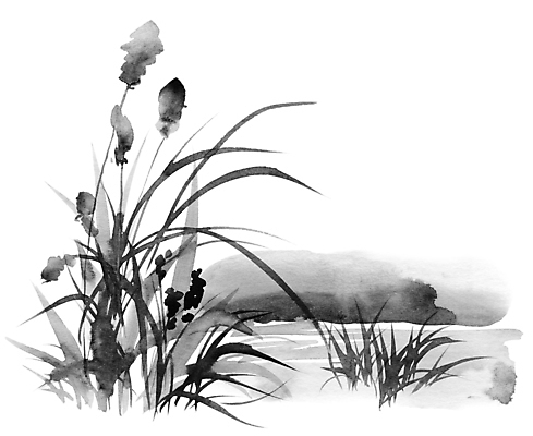 JPG 해외이미지 호수 일러스트 붓터치 수묵화 사람없음 검은색 동양화 번짐 해외일러스트 컬러 미술 파일형식 효과 이미지허브