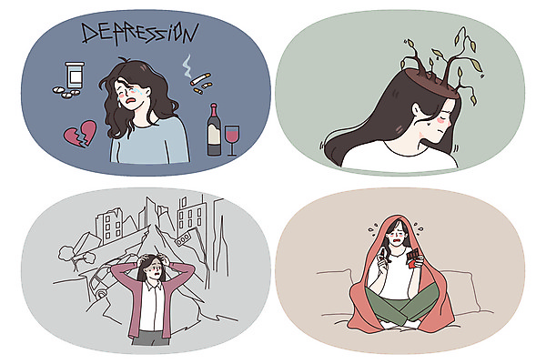 JPG 해외이미지 전신 나무 라이프스타일 여자 감정 일러스트 담배 앉기 여러명 상반신 성인 일상 약 와인 초콜릿 슬픔 나뭇가지 하트 무서움 이별 자연재해 먹기 불안 공포 시들음 우울감 우울증 성인여자만 해외일러스트 모양 식물 다수 컨셉 의학 모션 디저트 주류 사람 라이프 생활 질병 재해 여자만 성인만 파일형식 이미지허브