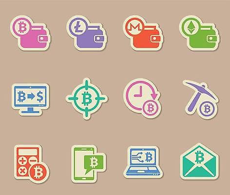 EPS 해외이미지 스티커 일러스트 사람없음 노트북 스마트폰 컴퓨터 세트 컬러풀 라벨 계산기 화폐기호 지갑 곡괭이 가상화폐 해외일러스트 기호 컬러 돈 문구용품 프레임 전자제품 핸드폰 스마트기기 장비 화폐 파일형식 벡터 이미지허브