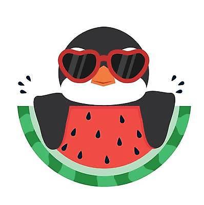 EPS 해외이미지 한마리 일러스트 수박 사람없음 선글라스 귀여움 하트 펭귄 펭귄캐릭터 해외일러스트 모양 1 안경 동물캐릭터 컨셉 과일 조류 파일형식 벡터 이미지허브