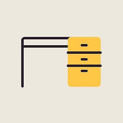 EPS 해외이미지 디자인 가구 일러스트 사람없음 사무실 노란색 책상 해외일러스트 컬러 생활용품 비즈니스 파일형식 벡터 이미지허브